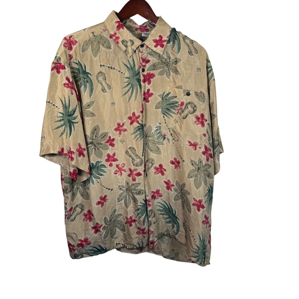 Montage Tropics Silk Hawaiian Shirt Mens Size XL Floral Tropical Resort Vacation